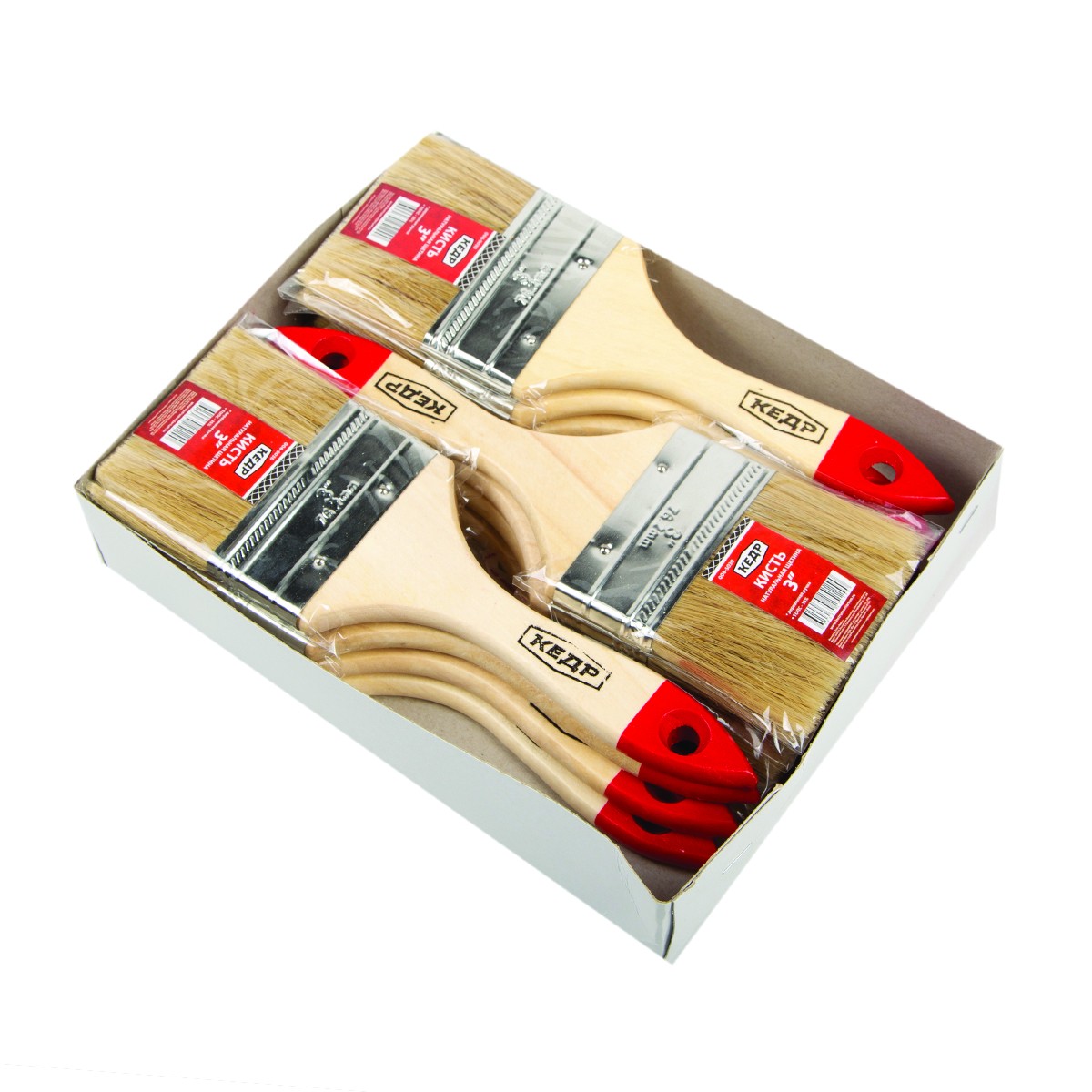 Кисть плоская  №3 /75 мм  (12/360) натур.щетина, дерев.ручка "кедр"  006-5030