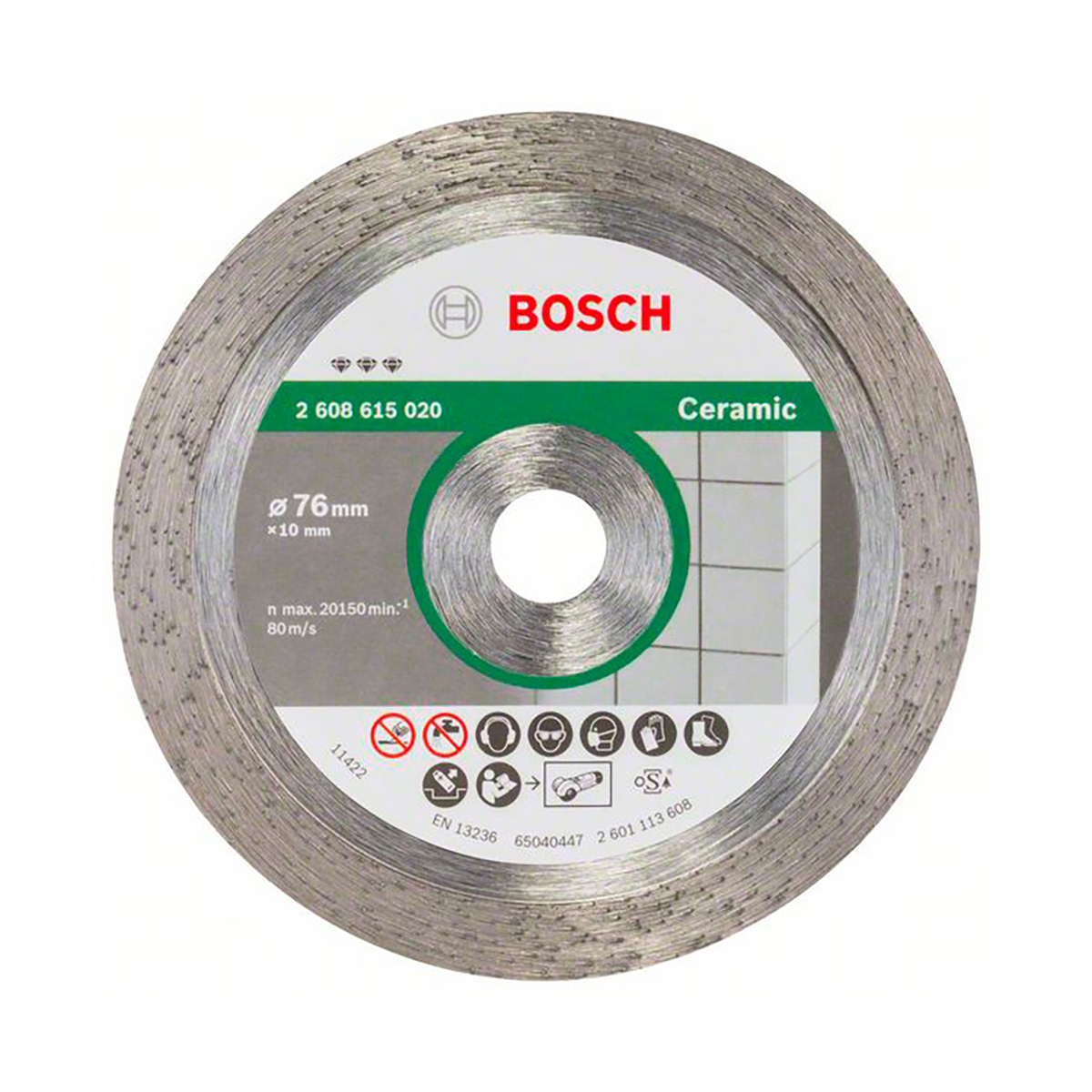 Круг отрезной алмазный по керамике 76 х 1,9 х 10 мм (1) "bosch" 2608615020