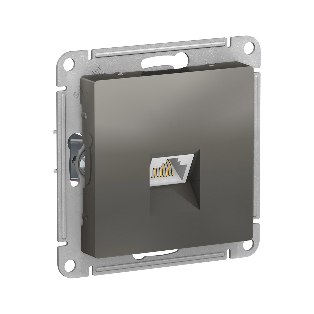 Розетка компьютерная "atlasdesign" 1 местн. rj45 (механизм) стальной (1/5/20) "schneider"