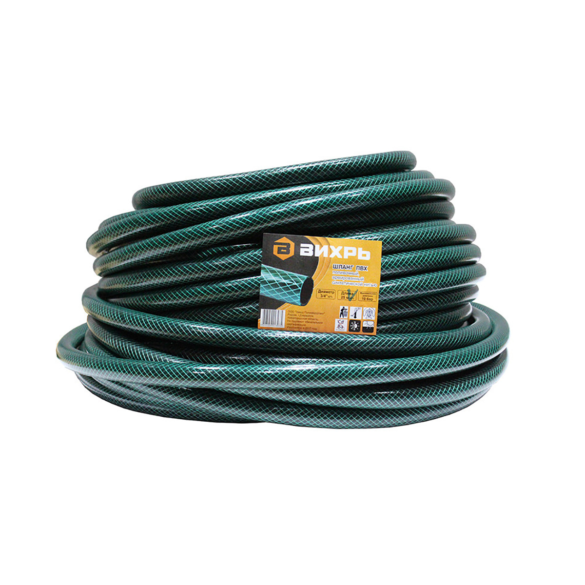 Шланг пвх 3/4" армиров. 25 м (зеленый) (1) "вихрь"