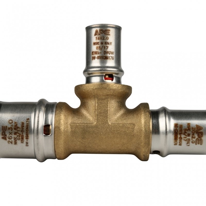 Тройник переходной под пресс 26 x 16 x 20 STOUT для МП труб