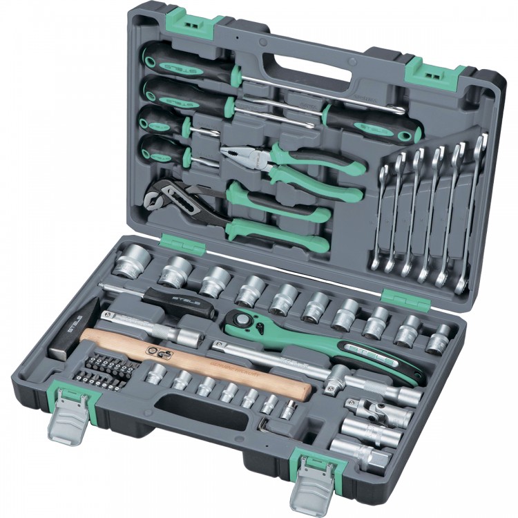 Набор инструмента, 1/2, Cr-V, S2, усиленный кейс, 58 предметов Stels (14113)