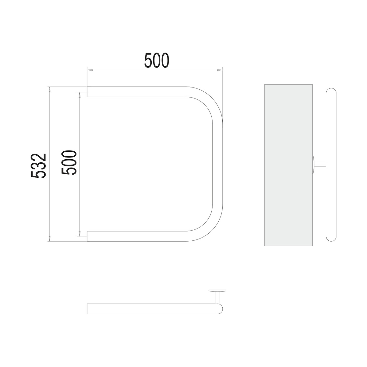 Полотенцесушитель водяной "aisi" п-образный 500*500 (хром) "terminus"