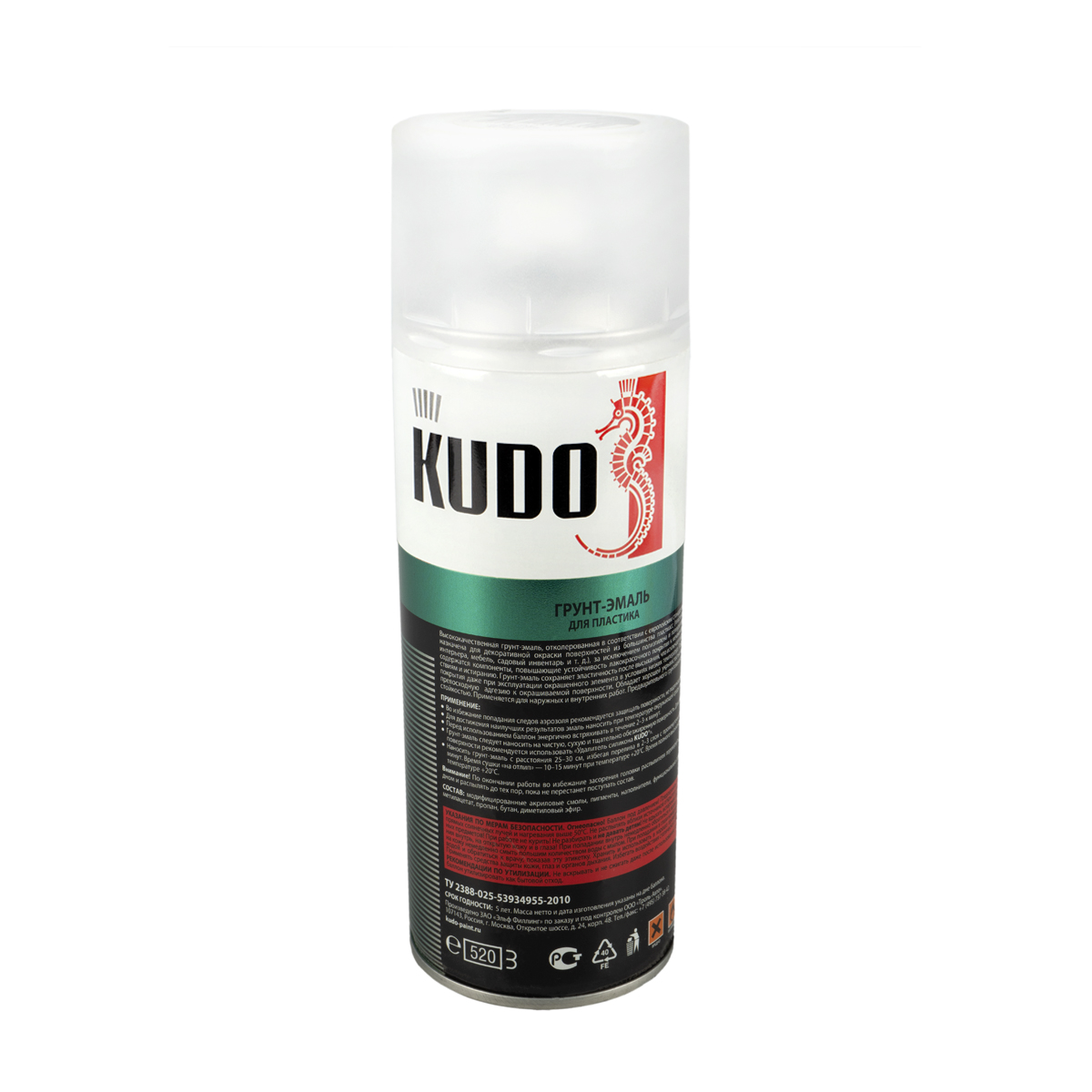 Грунт-эмаль аэрозоль для пластика ral 9006 серебристая 520 мл (12) "kudo" ku-6012