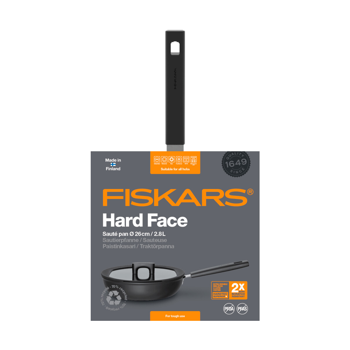 Сотейник "hard face" 26 см, 2,8 л (1/4) "fiskars" 1052231