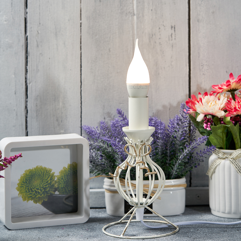 Лампа светодиодная "rexant" свеча на ветру (cw) 7,5w 2700 k 713 лм e14, тепл. свет (10/100) 604-045