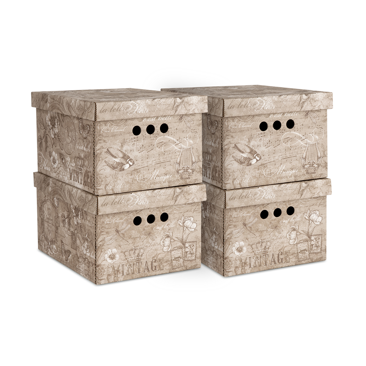 Короб для хранения "vintage" 25*33*18,5 см (набор 4 шт.) (1/11) "valiant" vn-bctn-4s