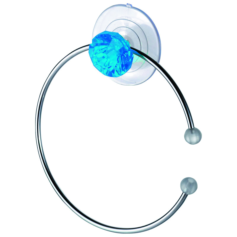 Полотенцедержатель-полукольцо на присоске "бриллиант" хром.  (1/10) "рыжий кот" w2508e