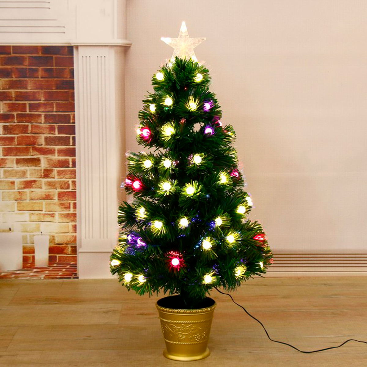 Ель декор. фиброоптич. t821v12-90  90 см, 79 веток (зеленая) "зимнее волшебство" 1108628