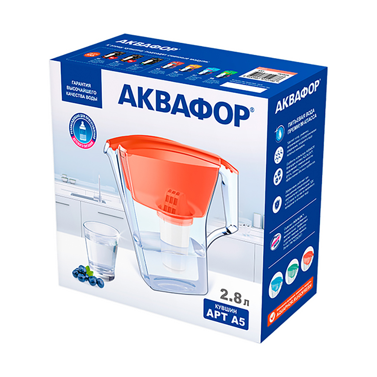 Фильтр-кувшин "арт" a5 модель p83a5n  2,78 л (светло-голубой) (1/6) "аквафор"