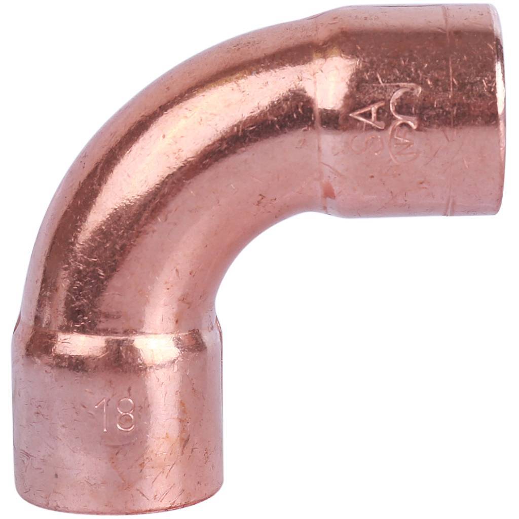 Отвод двухраструбный 18 мм / 90° под пайку медный SANHA 15002A18E