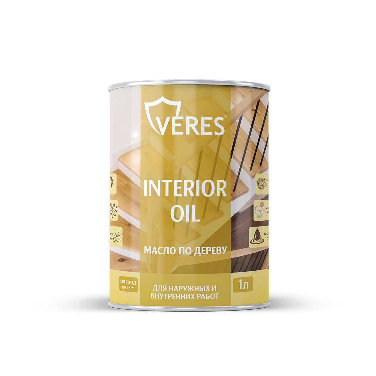 Масло по дереву "interior oil" для внутр. и наружных работ дуб 1 л (1/14) "veres"
