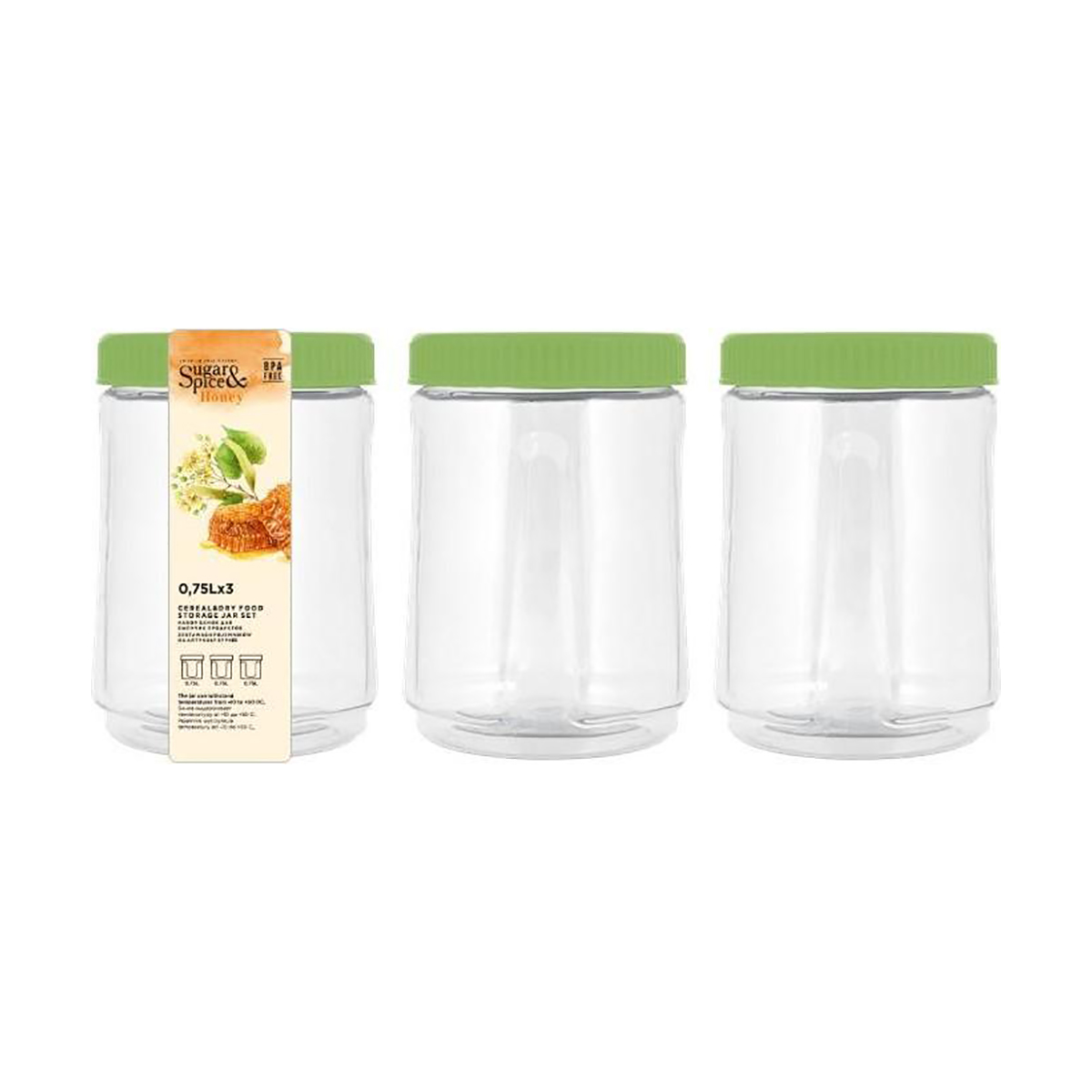 Банки для сыпучих продуктов "honey" 3 шт. х 0,75 л (фисташка) (1/4) "sugar&spice" se225112050