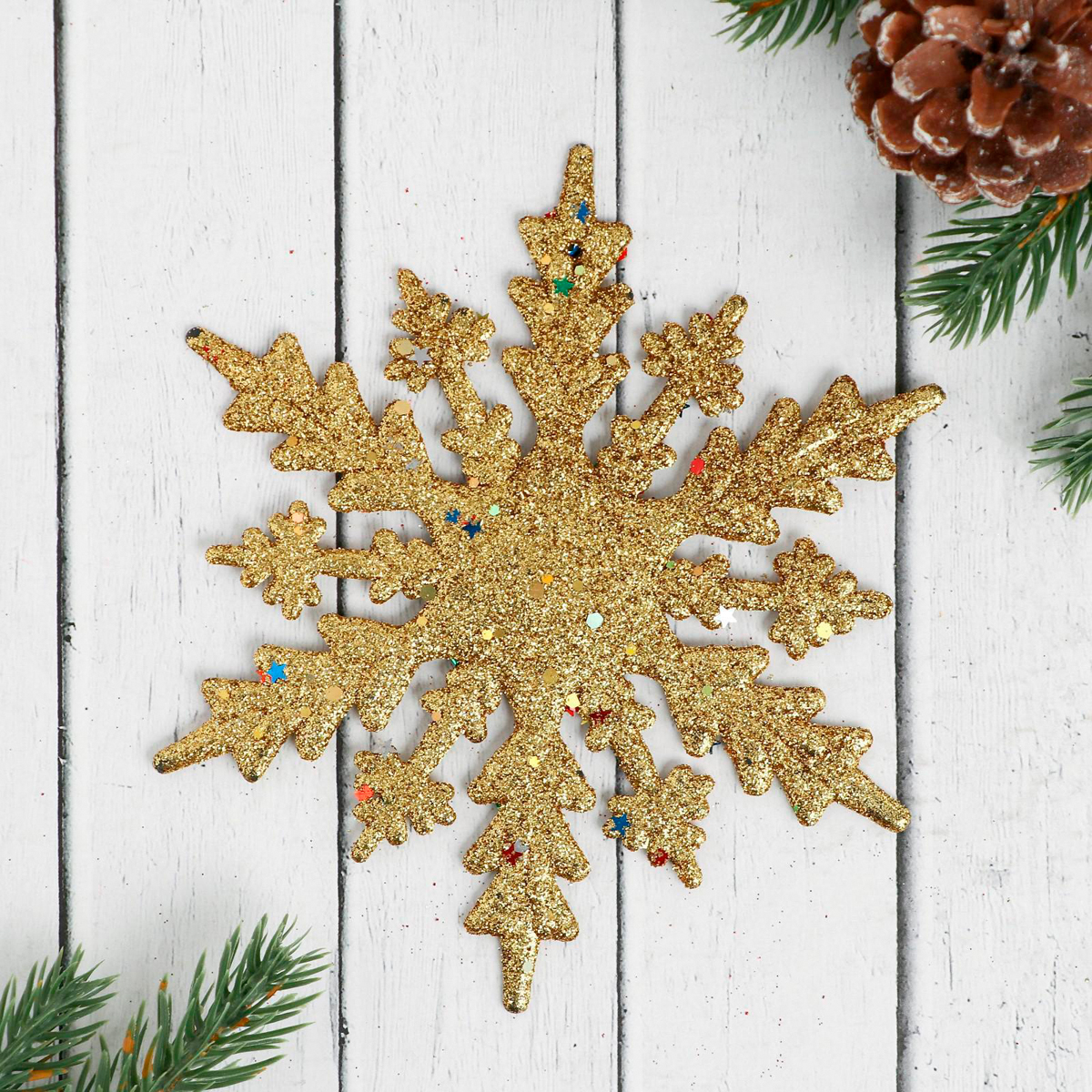 Украшение новогоднее "снежинка - яркое сияние" (набор 2 шт.) 14 см "зимнее волшебство" 5043534