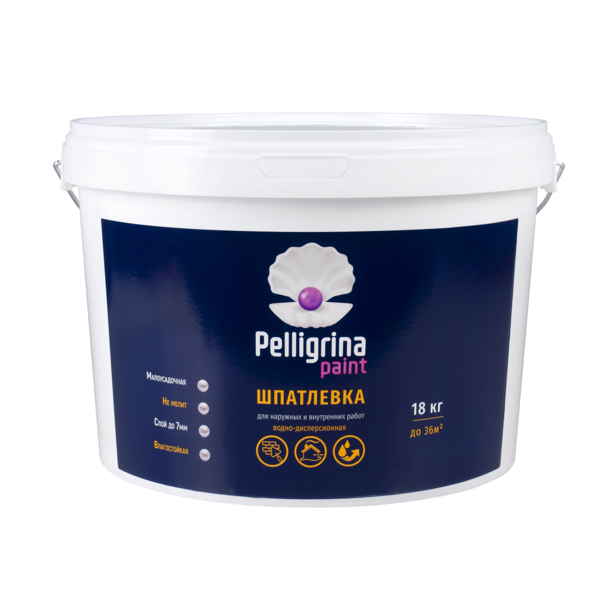 Шпатлевка унив. акрил. для наруж./внутр. работ 18 кг (1) "pelligrina paint"