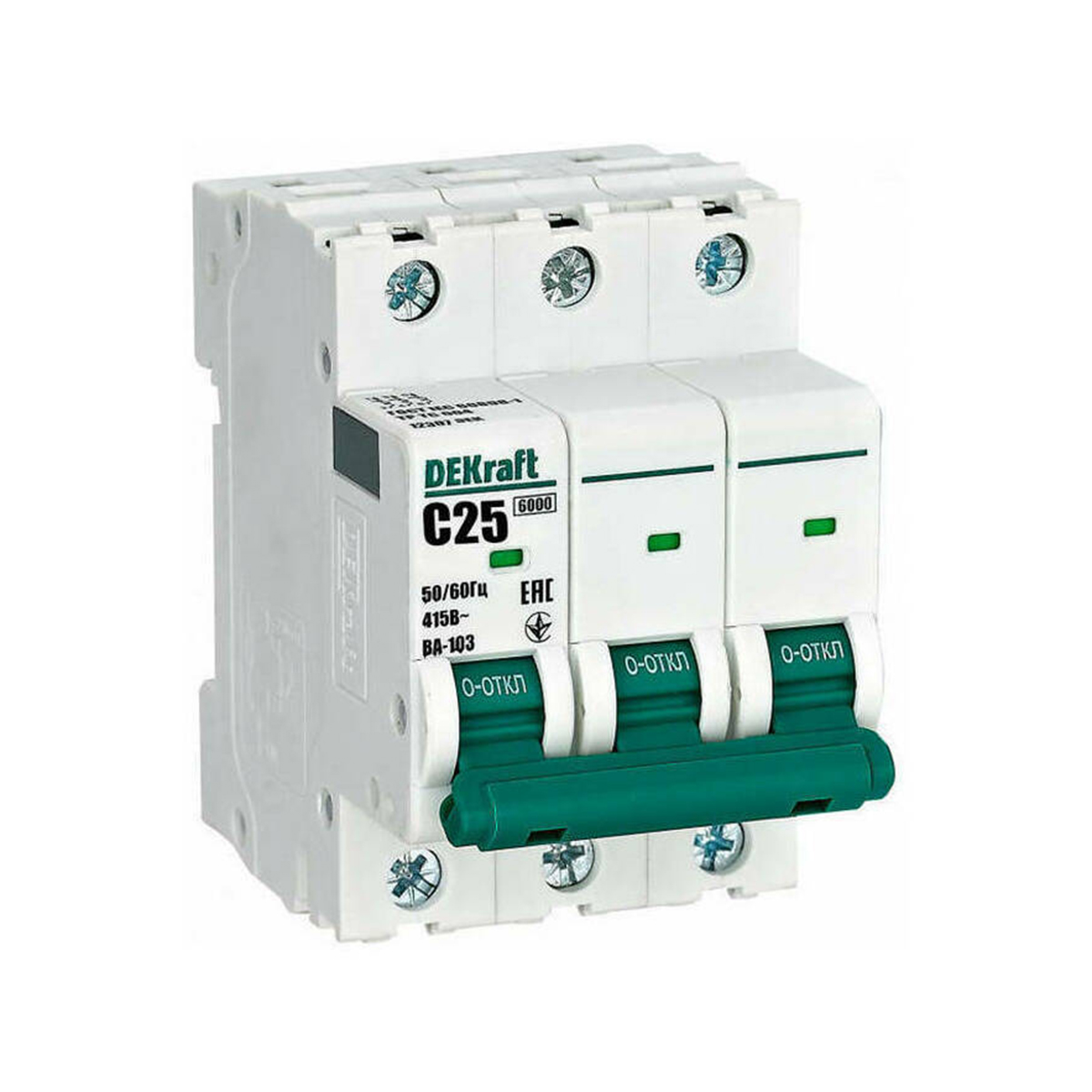Выключатель автомат. ва-103 3р 25а 6ка тип с (1/4/48) "dekraft"