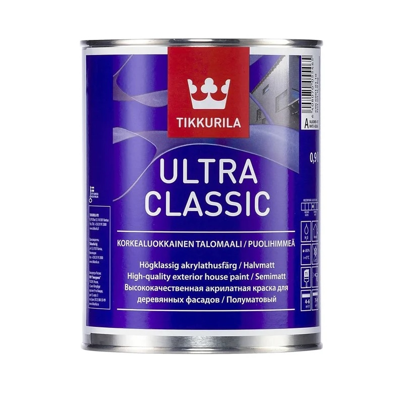 Краска п/матовая для деревянных поверхностей Тиккурила УЛЬТРА КЛАССИК 0,9 л