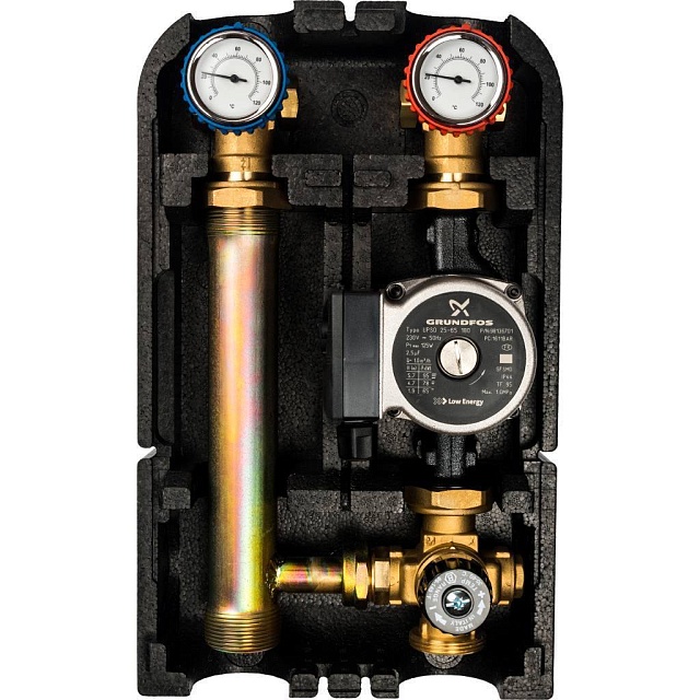 Насосная группа STOUT с термостатическим клапаном 1" с насосом Grundfos UPSO в теплоизоляции