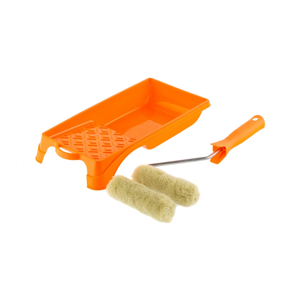 Малярный набор для фасадных работ: кювета 150 мм х 290 мм и мини-валик 110 мм Сибртех (80457)