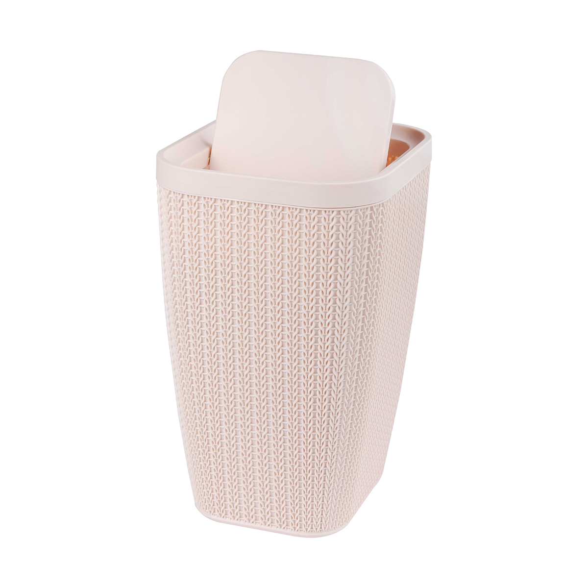 Контейнер для мусора 10 л "вязаное плетение" с плавающей крышкой (бежев.) (1/3) "альтернатива" м7489