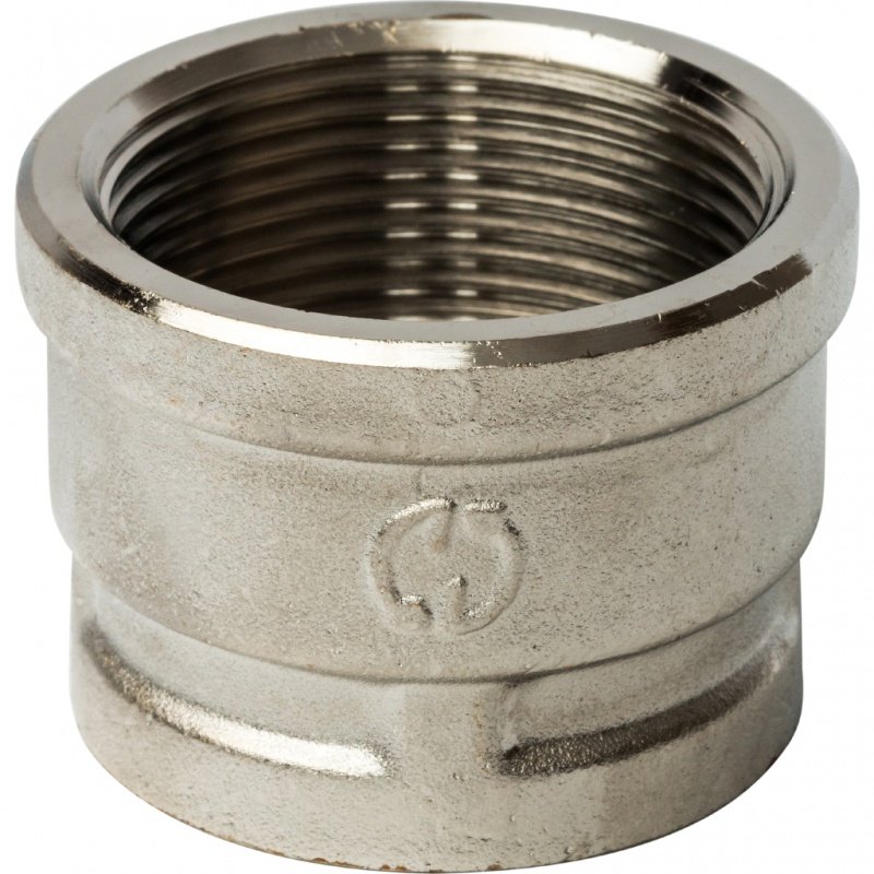 Муфта резьбовая переходная 1"1/2 x 1" ВР никель STOUT