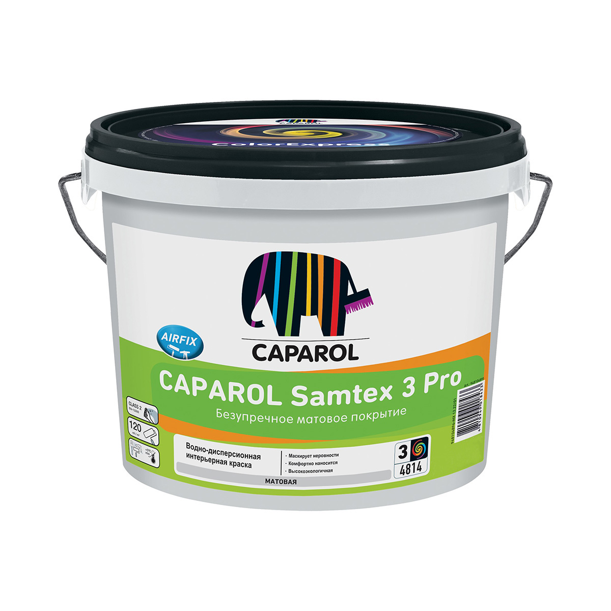 Краска интерьерная "samtex 3 pro" база 3 (бесцветная) 2,35 л (1) "caparol"