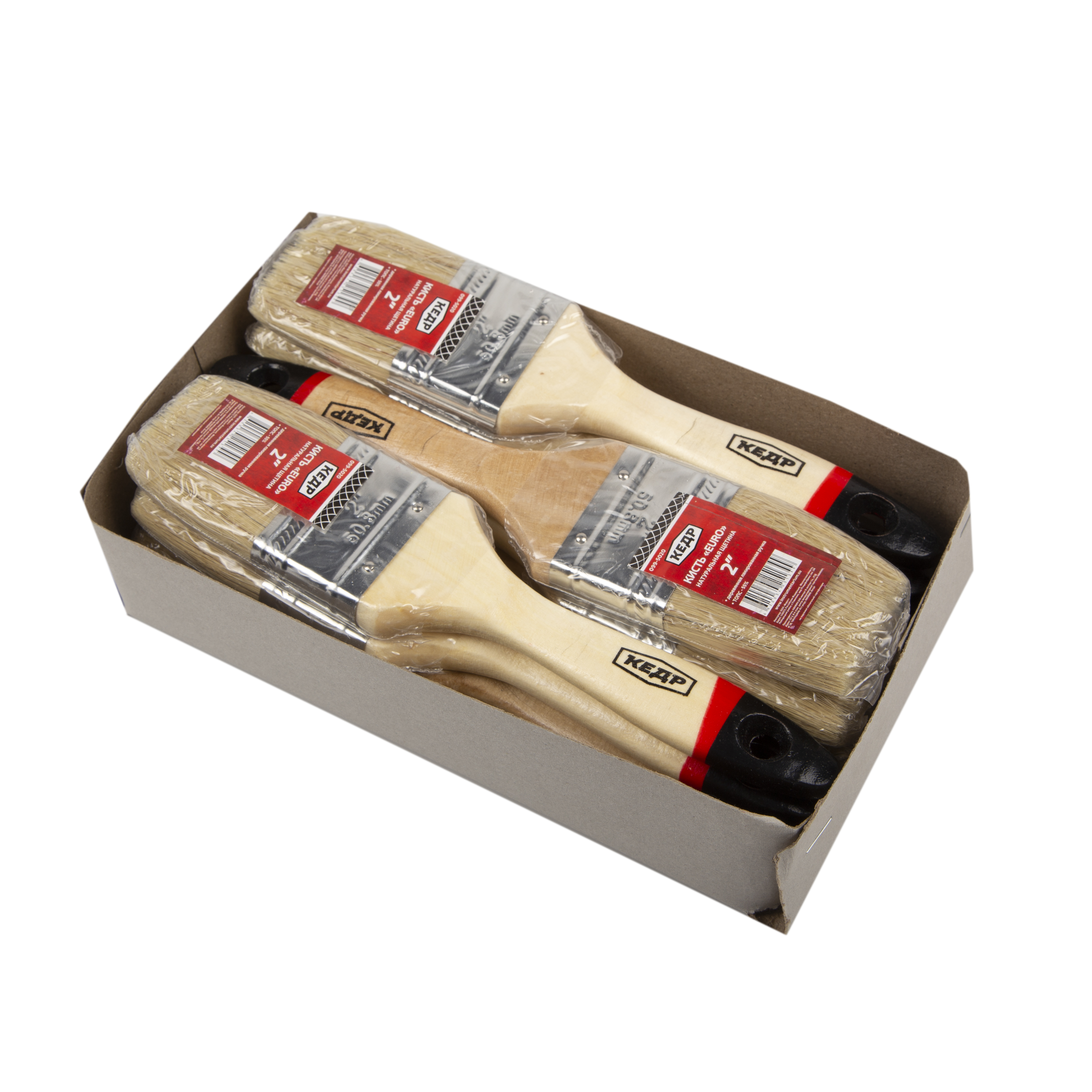 Кисть плоская "евро" №2 /50 мм  (12/480) натур.щетина, дерев.ручка "кедр"  099-5020