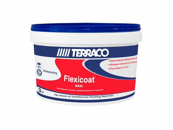 TERRACO FLEXICOAT MAXI покрытие гидроизоляционное, акриловое для сан узлов, белое (3кг)
