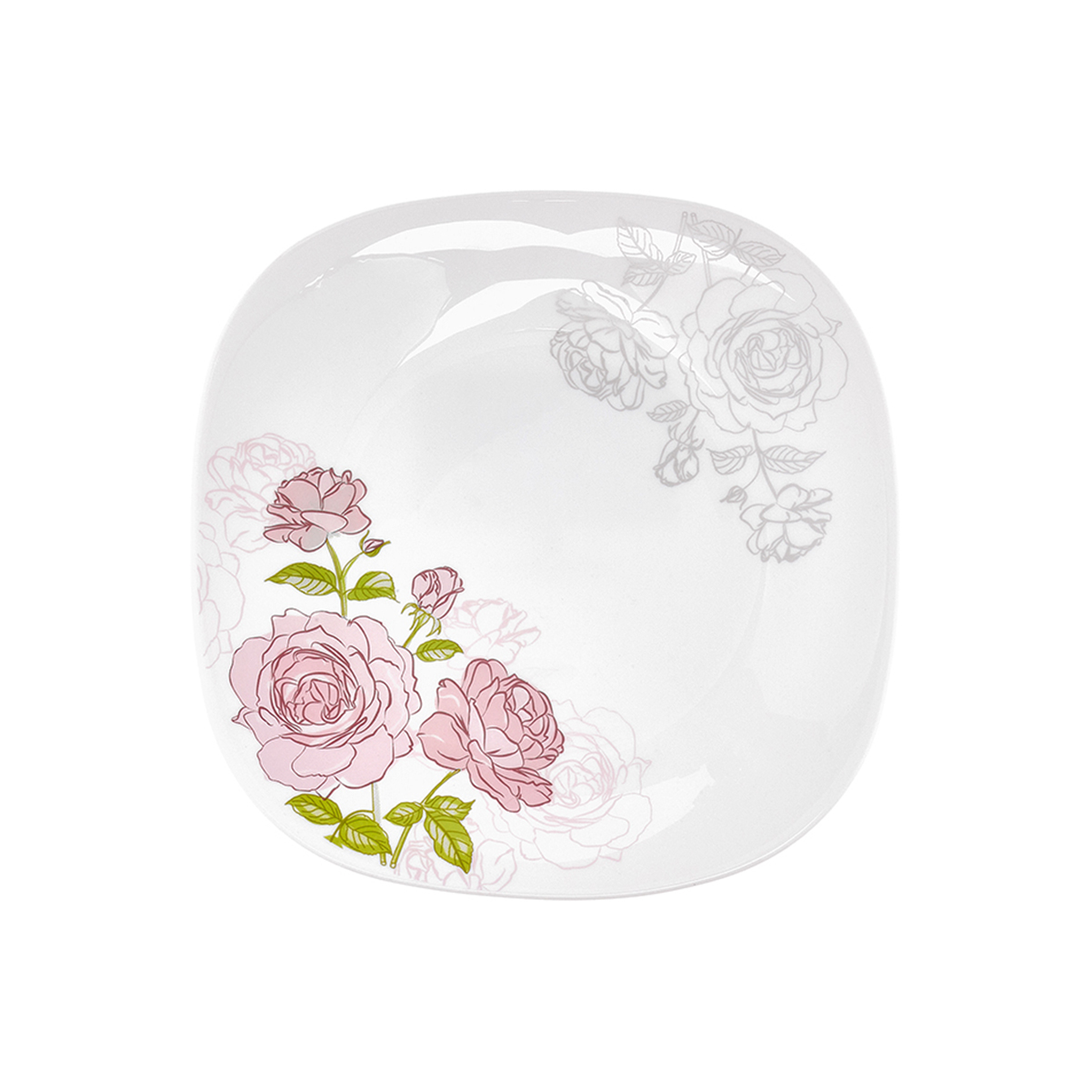 Тарелка десертная "royal garden" wild roses 20*20 см, опаловое стекло (6/48) rg009sc