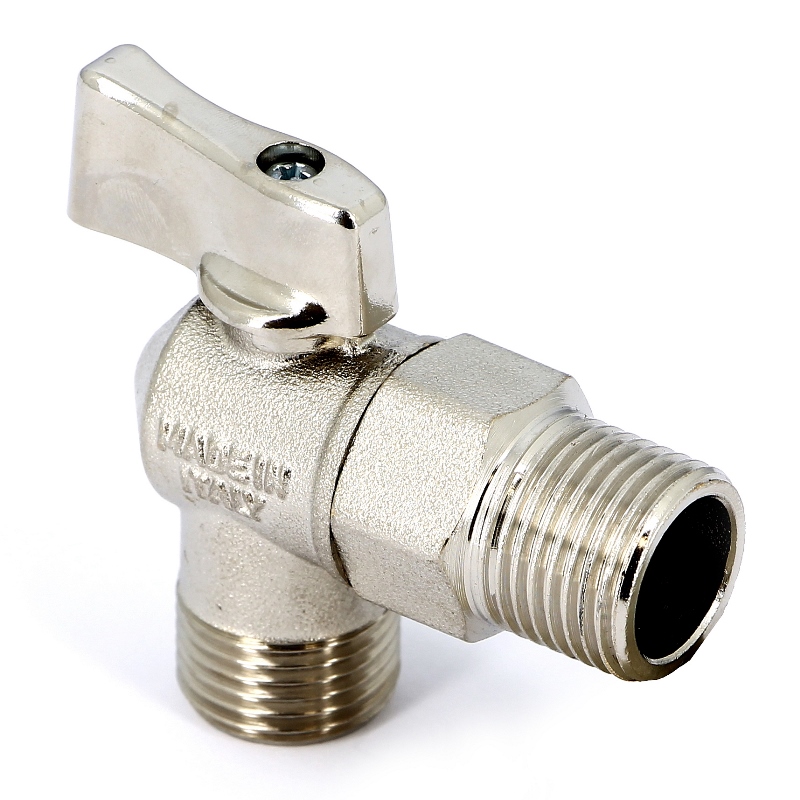 Кран шаровый угловой 1/2''х1/2" НН для подключения бачков/смесителей UNI-FITT никелированный