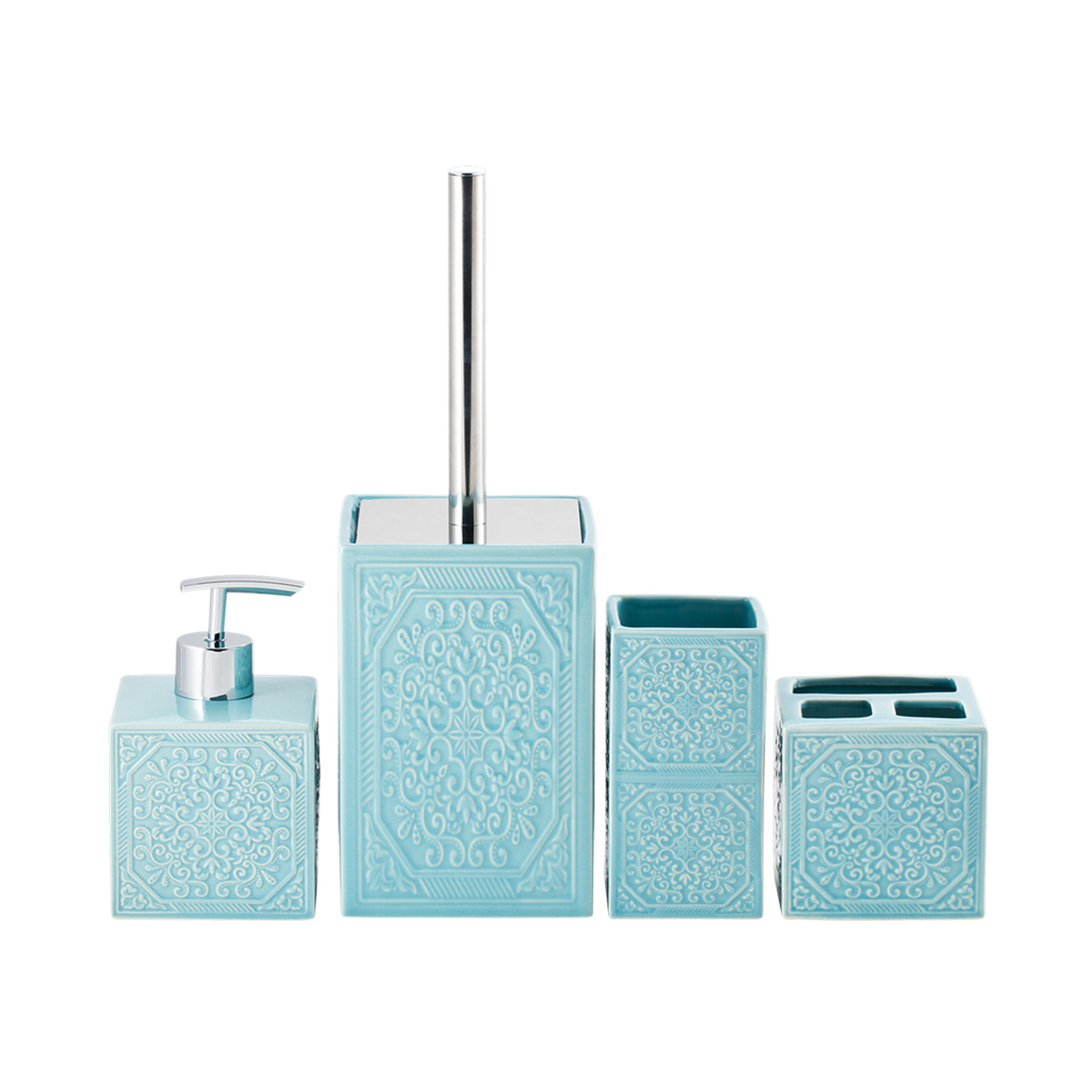 Дозатор для жидкого мыла "tiffany" керамика (бирюзовый) (1/12) "swensa" swtk-1053a