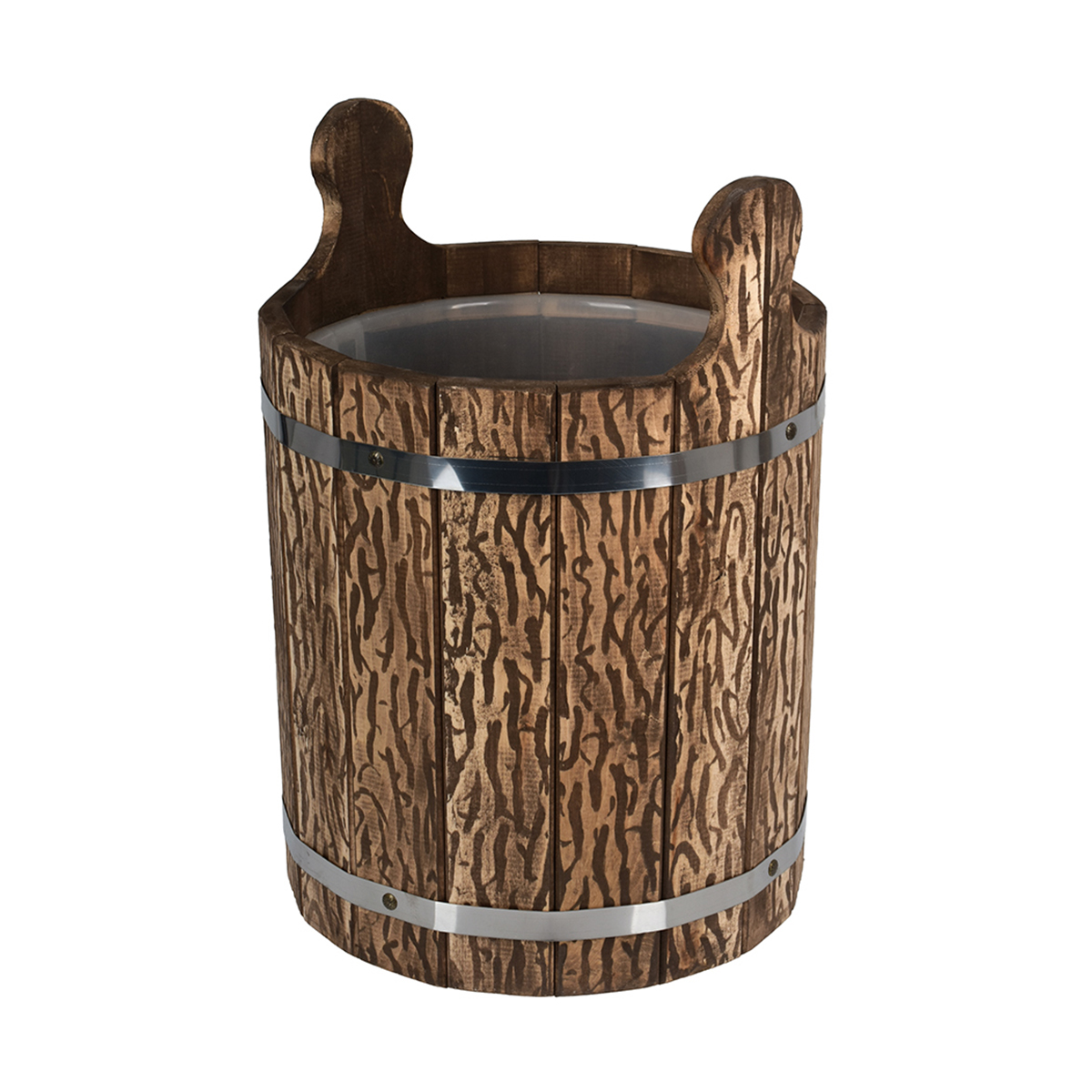 Запарник для бани и сауны 18 л с пластик. вставкой, состаренный, липа (1) "банные штучки" 33319