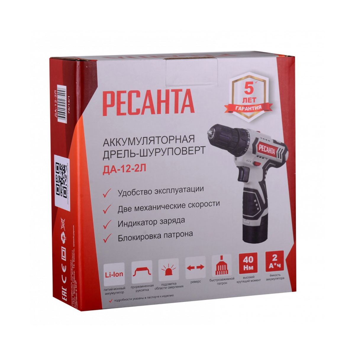 Дрель-шуруповерт аккум. да-12-2л "ресанта"