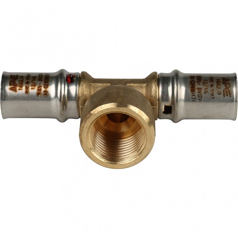 Тройник переходной под пресс 16 х 1/2" х 16 (ВР) STOUT для МП труб