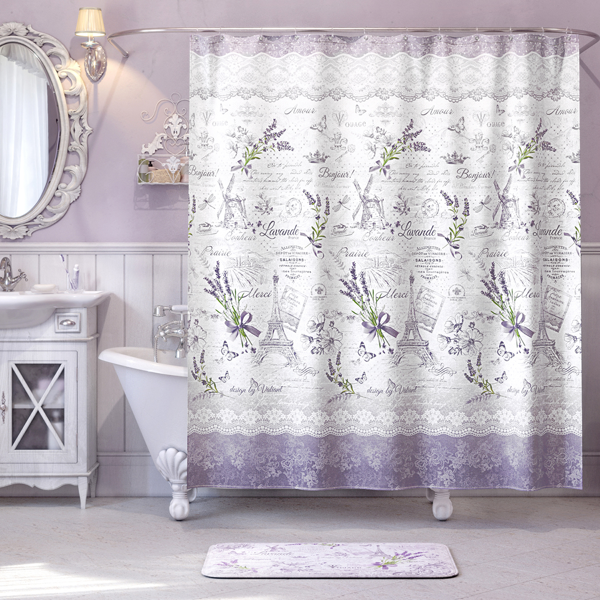 Штора для ванной 180*180 см (полиэстер) "lavande france" (1/24) "valiant" lv-f-1818