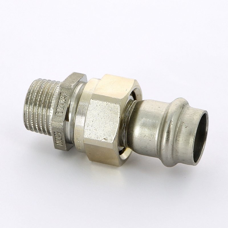 Муфта пресс-Н разъёмная 18x1/2" с плоской прокладкой нержавеющая сталь Sanpress Inox VIEGA