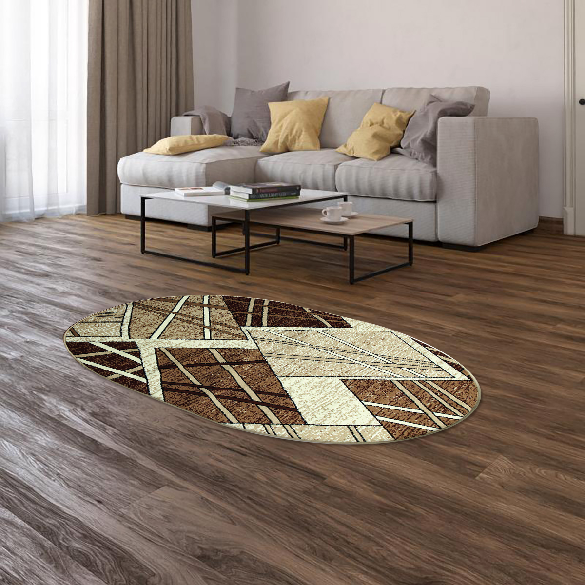 Ковер Merinos Laguna d487, овальный, 0,6 x 1,1 м, БЦФ, бежевый
