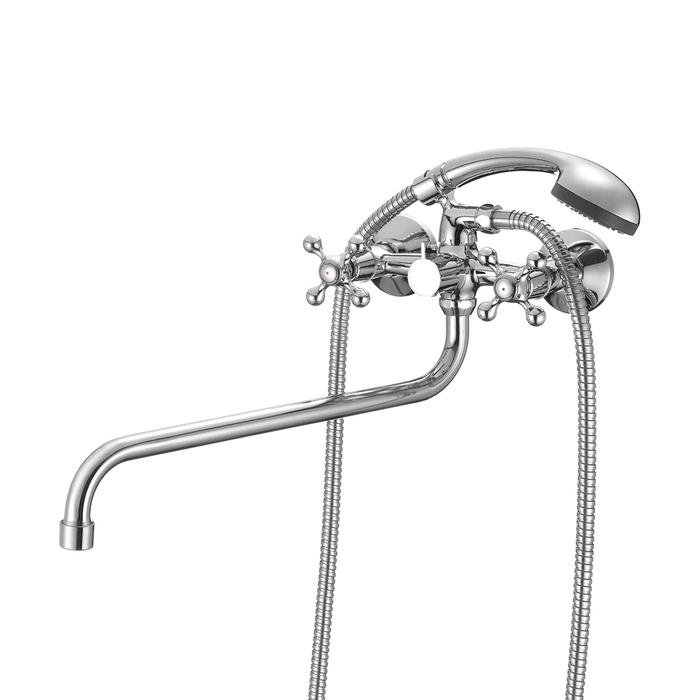 Смеситель для ванн  duplex  длинный излив, двухвентильный (1/8) "milardo" dupsb02m10