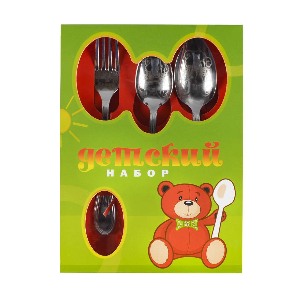 Набор столовых приборов детский м-23 "зайчик" 3 предмета (1/40) "павловский завод" дсн-3м23-нтпхр