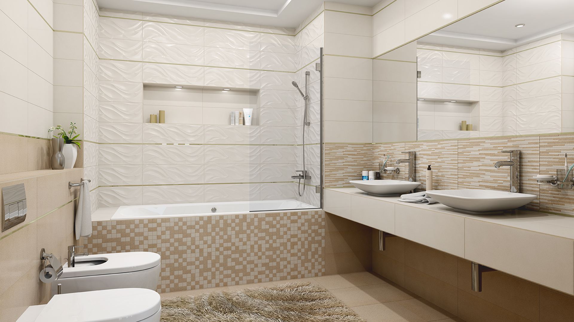 Vega плитка настенная бежевый рельеф 17-10-11- 20x60