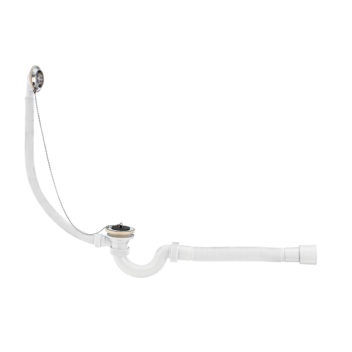 Сифон для ванн "элит мини" с нерж. чашками и гофротрубой (1/25) "вирпласт"