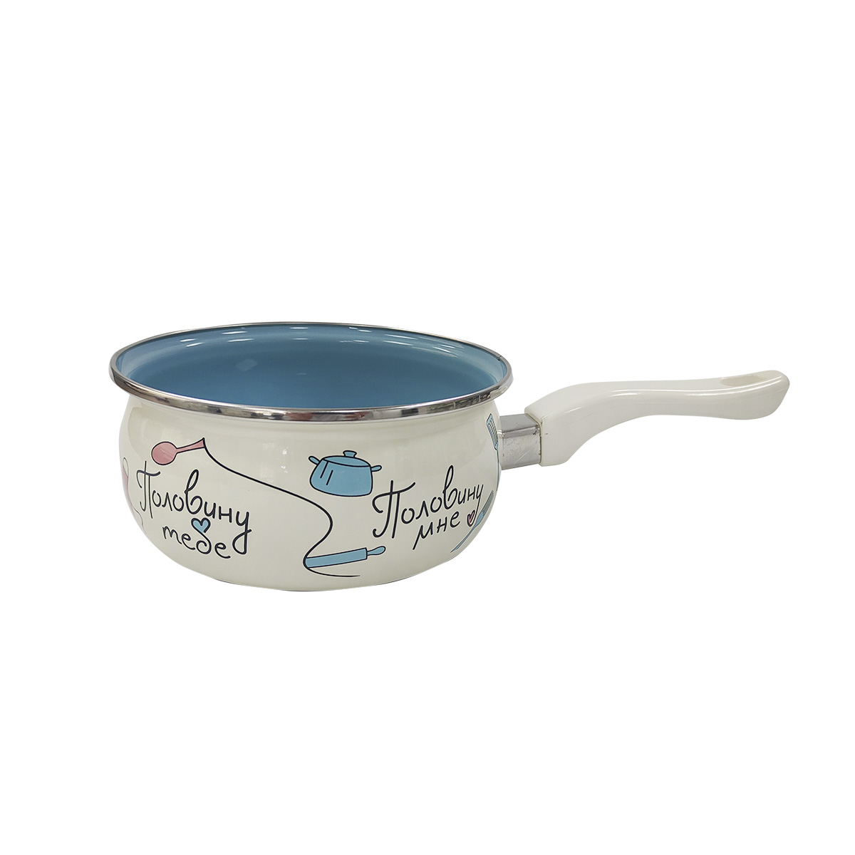 Ковш эмалиров. "половинки" 1,6 л, 16 см (1/4) "metrot"