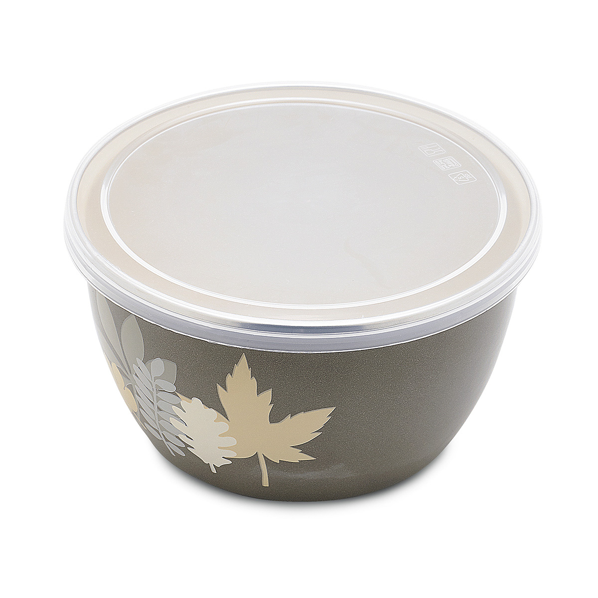 Миска эмалиров. "осенняя соната" 1,7 л, 16 см пласт. крышка (1/4) "metrot"