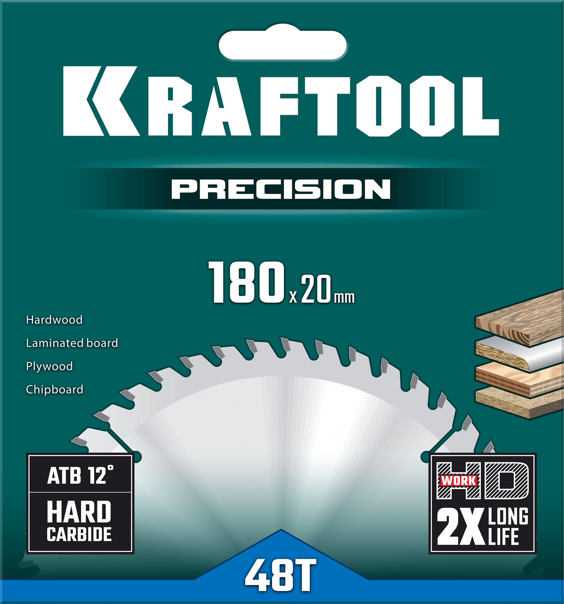 KRAFTOOL Precision, 180 х 20 мм, 48Т, пильный диск по дереву (36952-180-20)