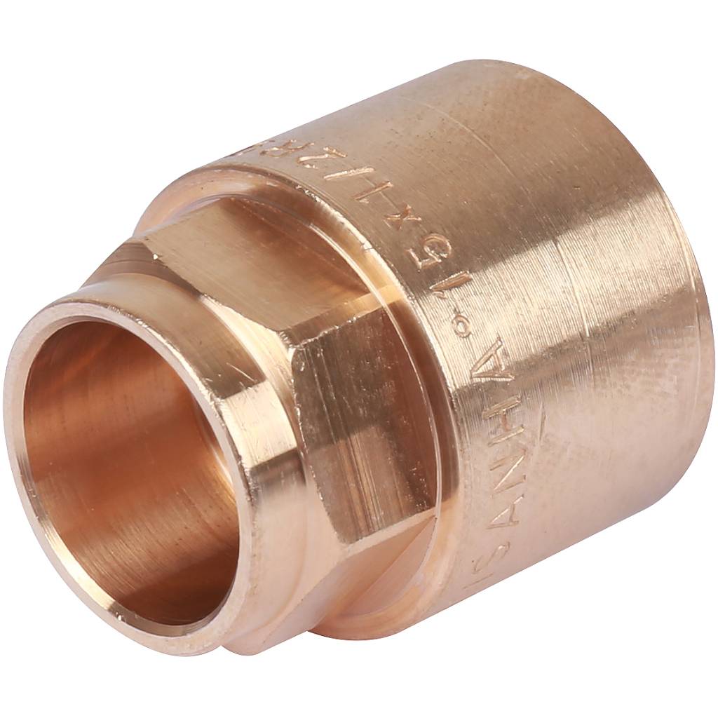 Муфта 15х1/2" переходная (ВР) под пайку с внутренней резьбой SANHA бронзовая 142701512