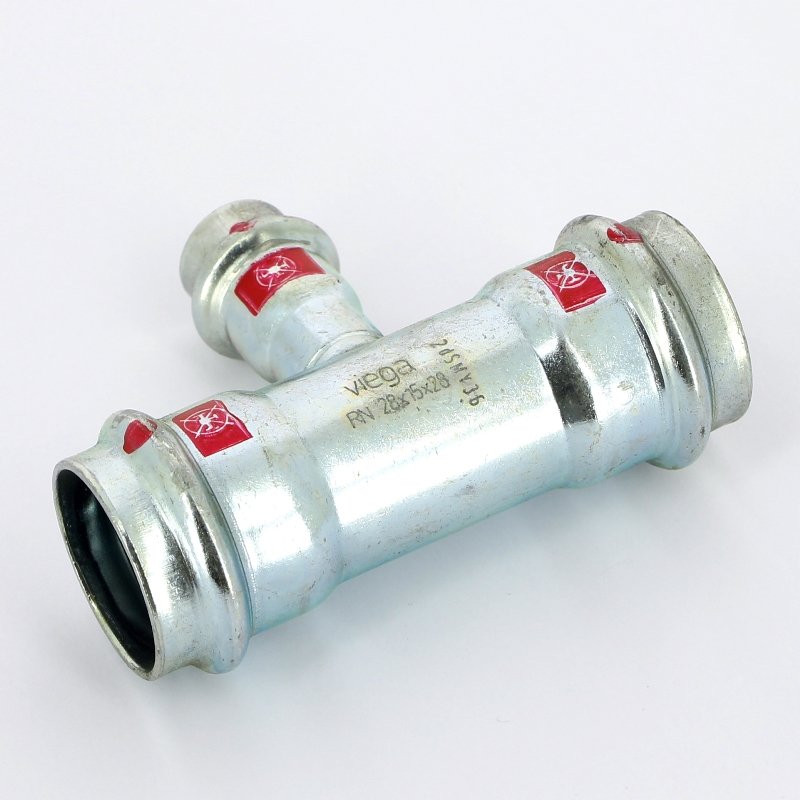 Тройник пресс 28x15x28 оцинкованная сталь Prestabo VIEGA