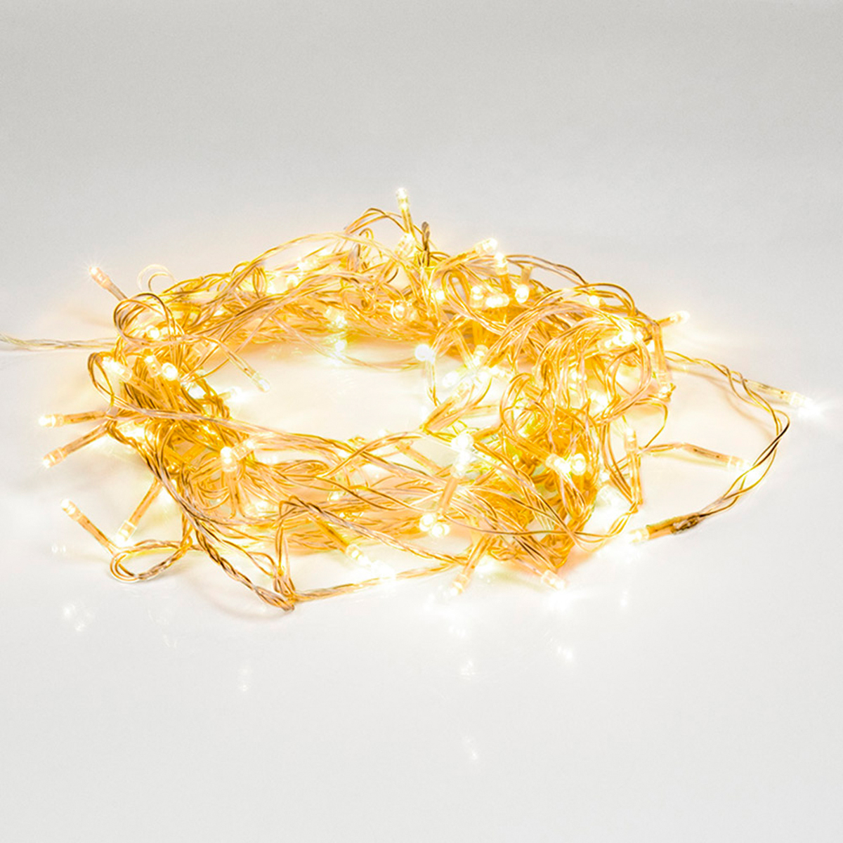 Электрогирлянда 10 м, 100 теплых ламп, шнур прозр. (1/100) "neon-night" 303-063