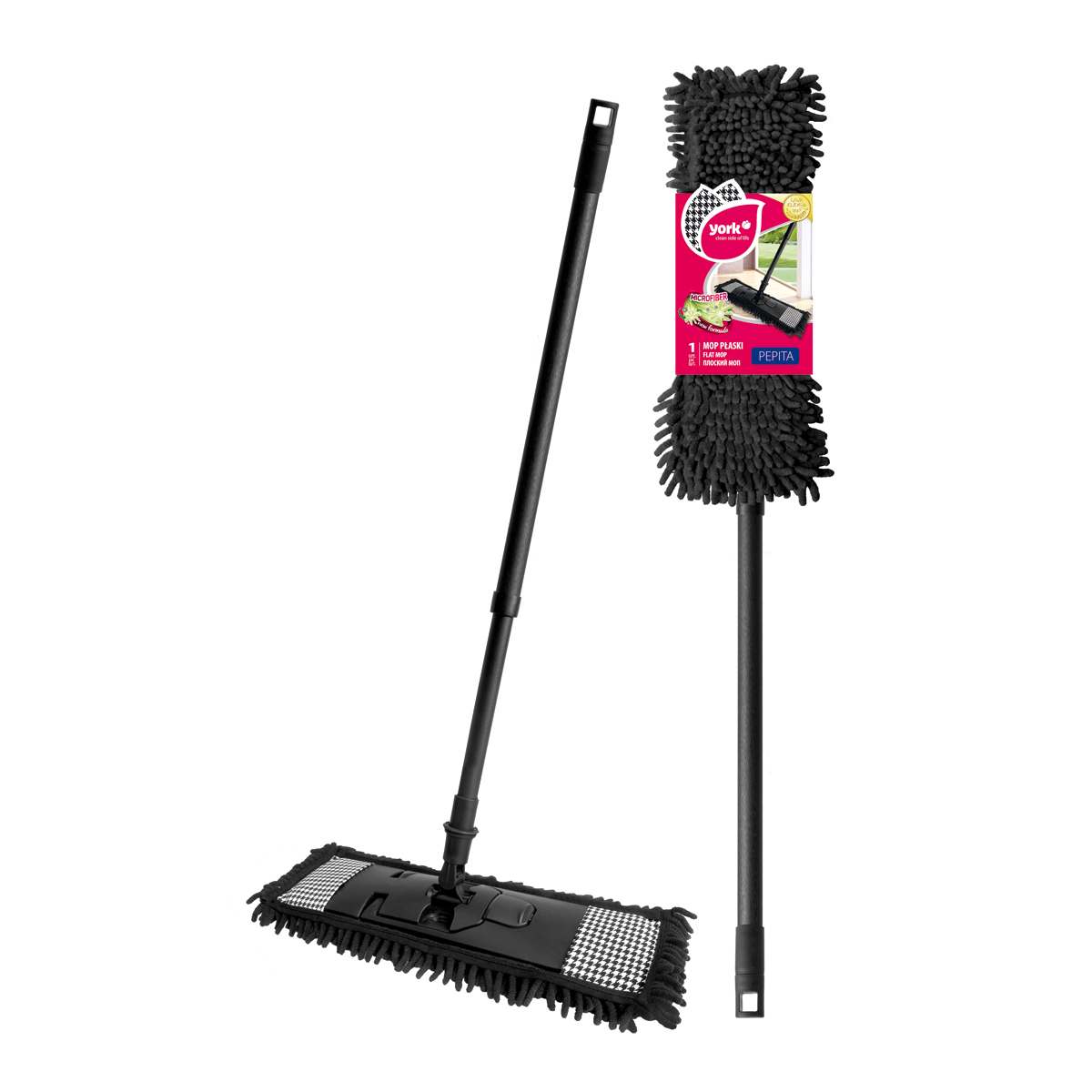 Швабра для пола "пепита" плоская моп, насадка микрофибра (1/24) "york"