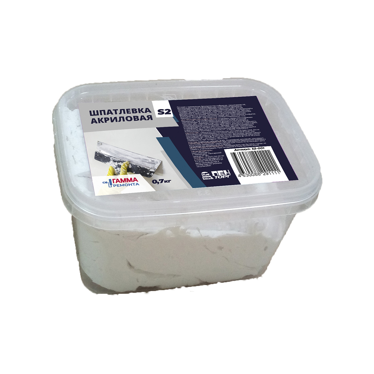 Шпаклевка акриловая 0,7 кг (1/36) "гамма ремонта"