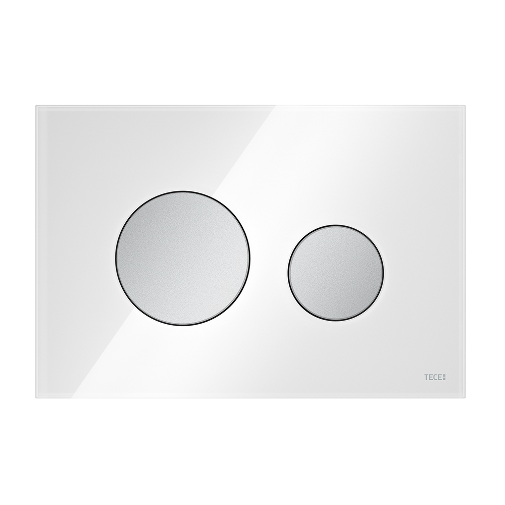 Стеклянная панель смыва TECEloop белые клавиши, матовый хром панель, 216 x 145 x 6 мм